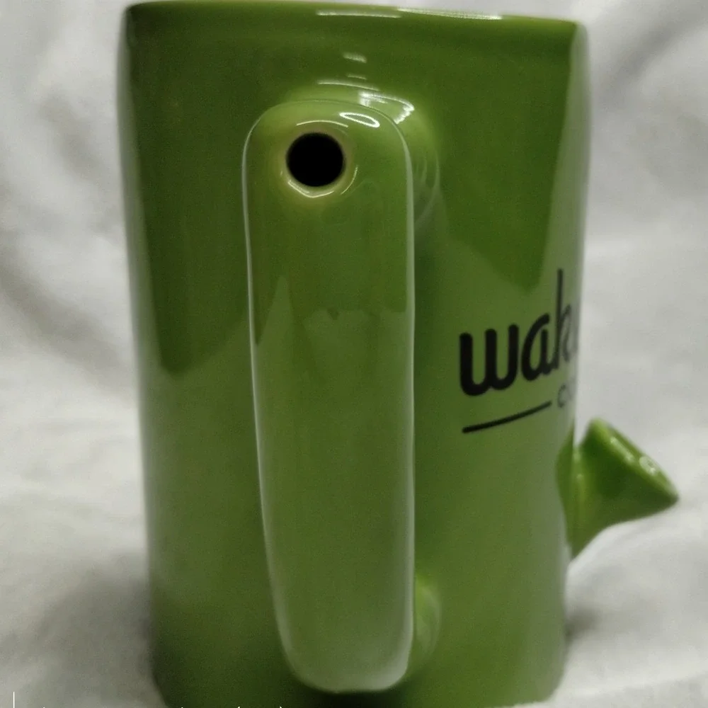 Wake & Bake Coffee Co. Lime Green Ceramic Pipe Mug Novelty Coffee Cup 420 - Picture 7 of 10